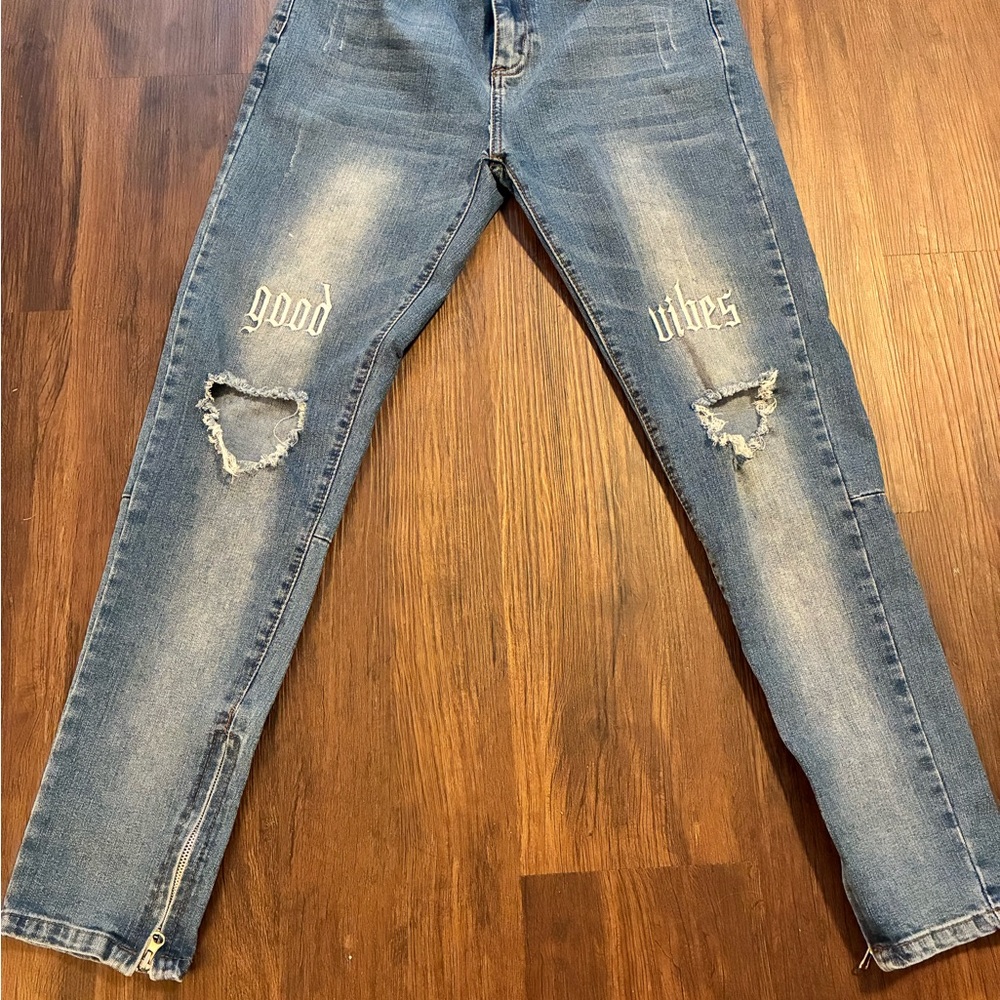 Men's Blue Distressed Jeans